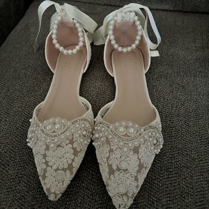 Size 7 1/2 Ivory Kailee P. Flat Wedding Shoes